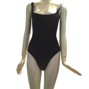 LPA Revolve Open Back Black Bodysuit